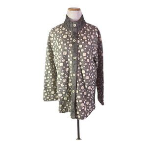 Focus Casual Life Size L Textured Light Jacket Button-Front Grey Cream *Flaw